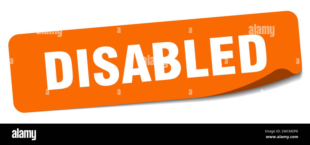 disabled sticker. disabled rectangular label isolated on white ...