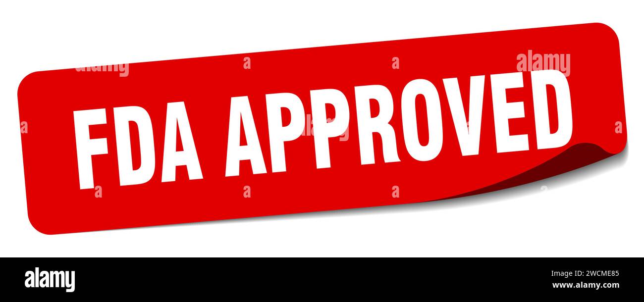 fda approved sticker. fda approved rectangular label isolated on white background Stock Vector