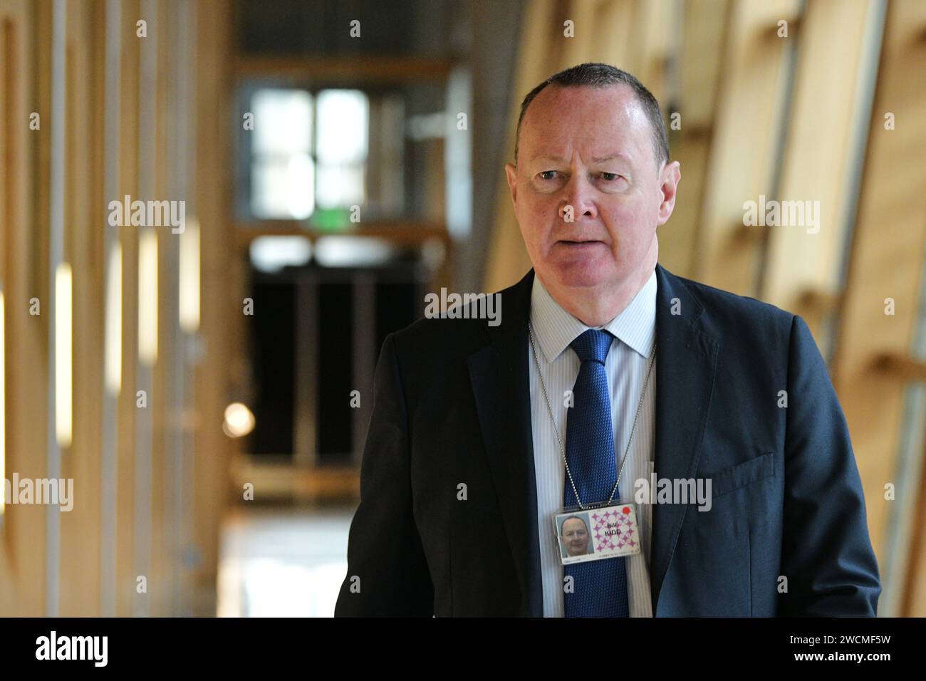 Edinburgh Scotland, UK 16 January 2024.Bill Kidd MSP at the Scottish ...