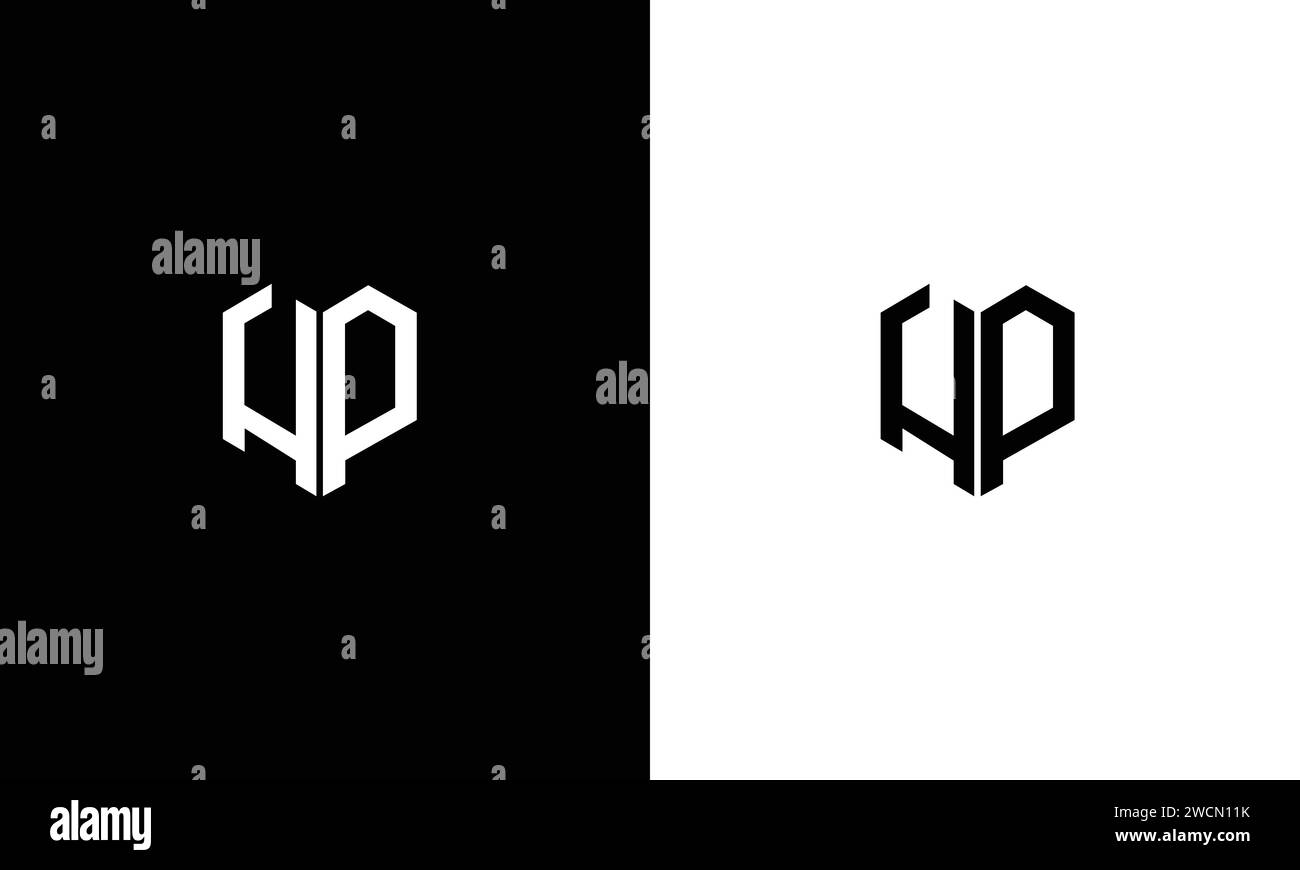 Minimal elegant monogram art logo. Outstanding professional trendy awesome artistic HP initial based Alphabet icon logo. Stock Vector