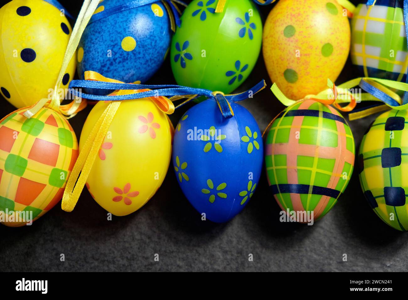 Decoration for Easter: various Easter eggs Stock Photo
