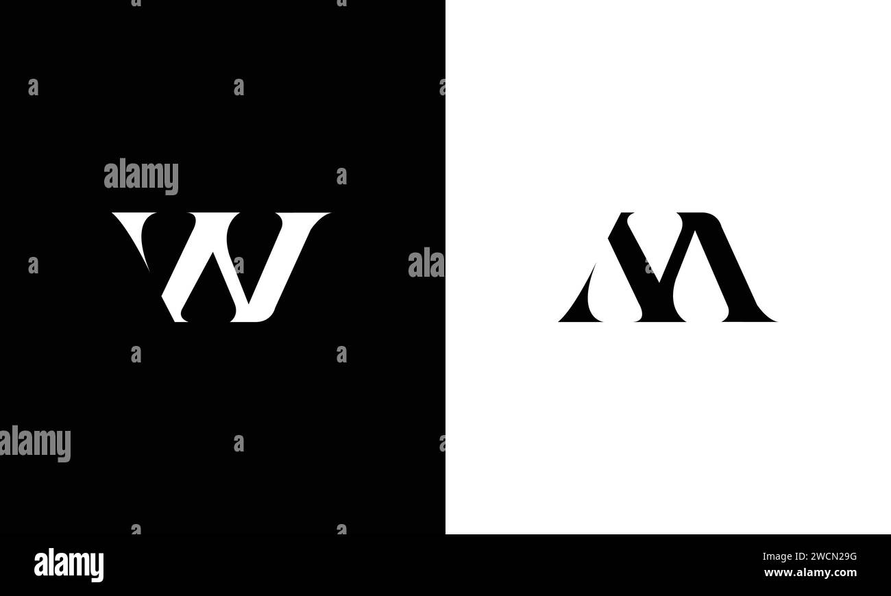 Letter M W logo design. creative minimal monochrome monogram symbol. Stock Vector