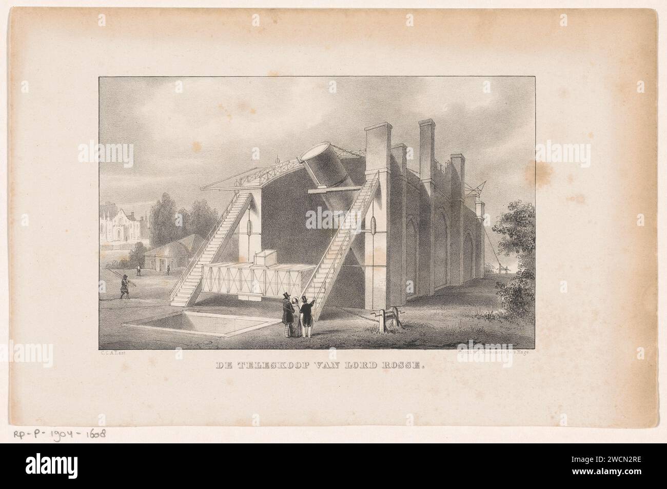 Telescope of William Parsons in Ireland, Carel Christiaan Antony Last, 1845 - 1887 print A few figures are next to it and view the telescope. The Hague paper  telescope (+ variant) Birr Stock Photo