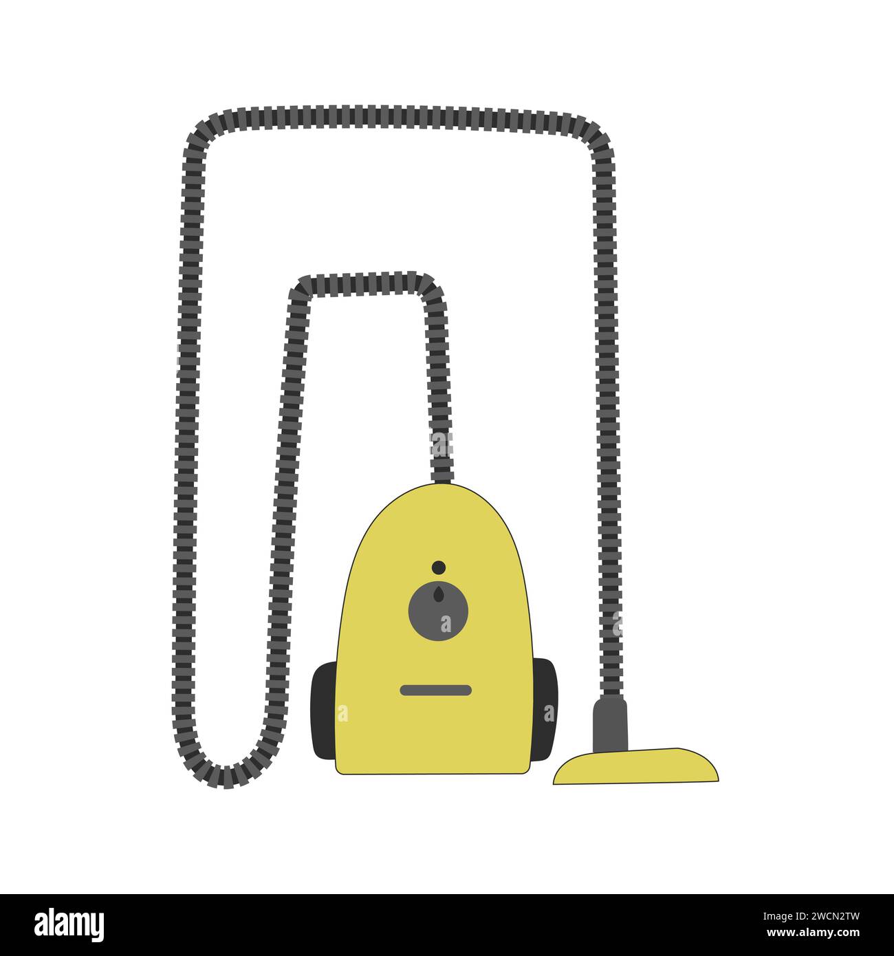 Yellow vacuum cleaner in flat minimal style. Cartoon housekeeping