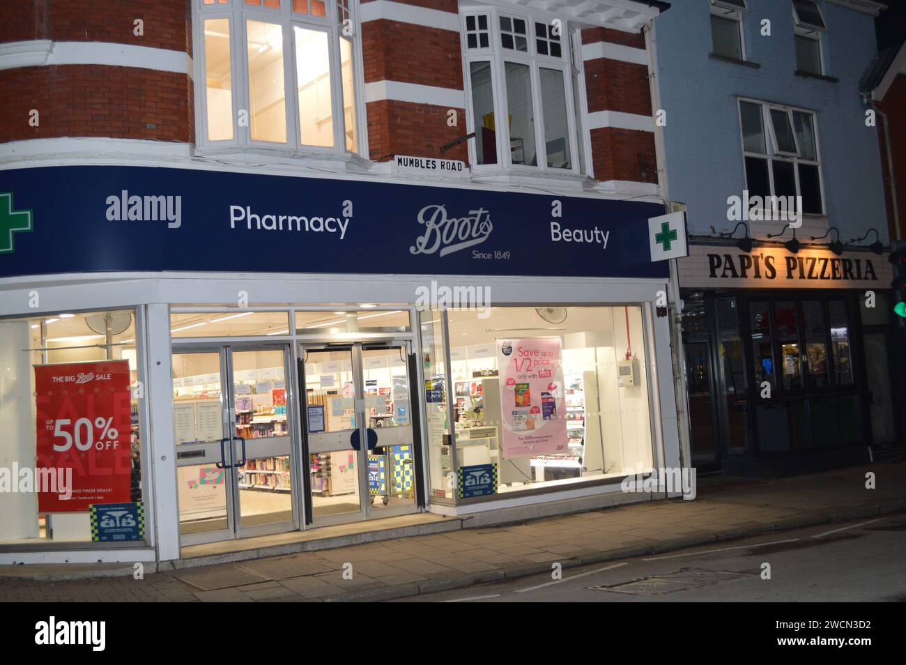 Boots Pharmacy in Mumbles, Swansea, United Kingdom. 15th January 2024