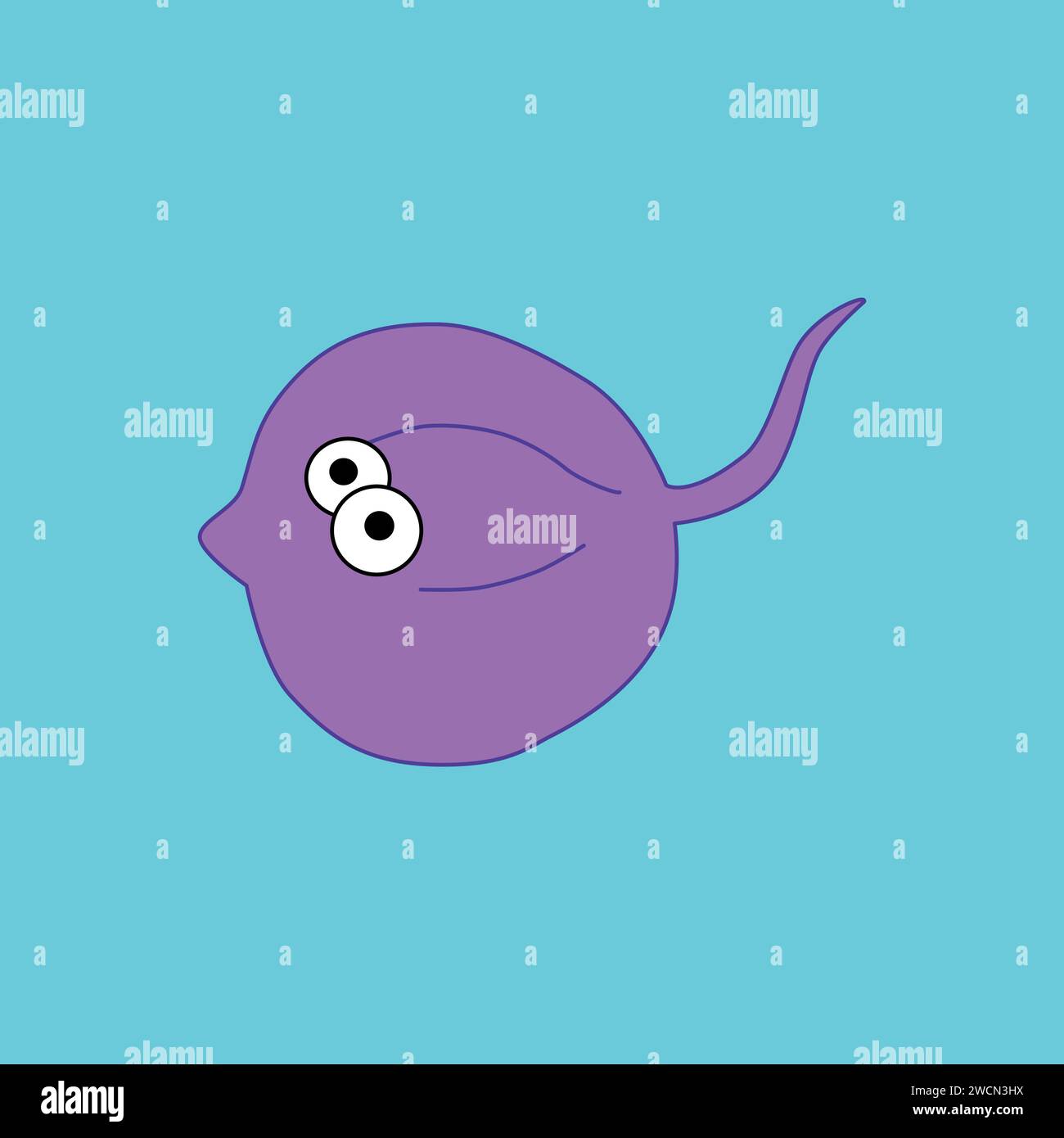 Mauve stingray on the light blue background Stock Vector
