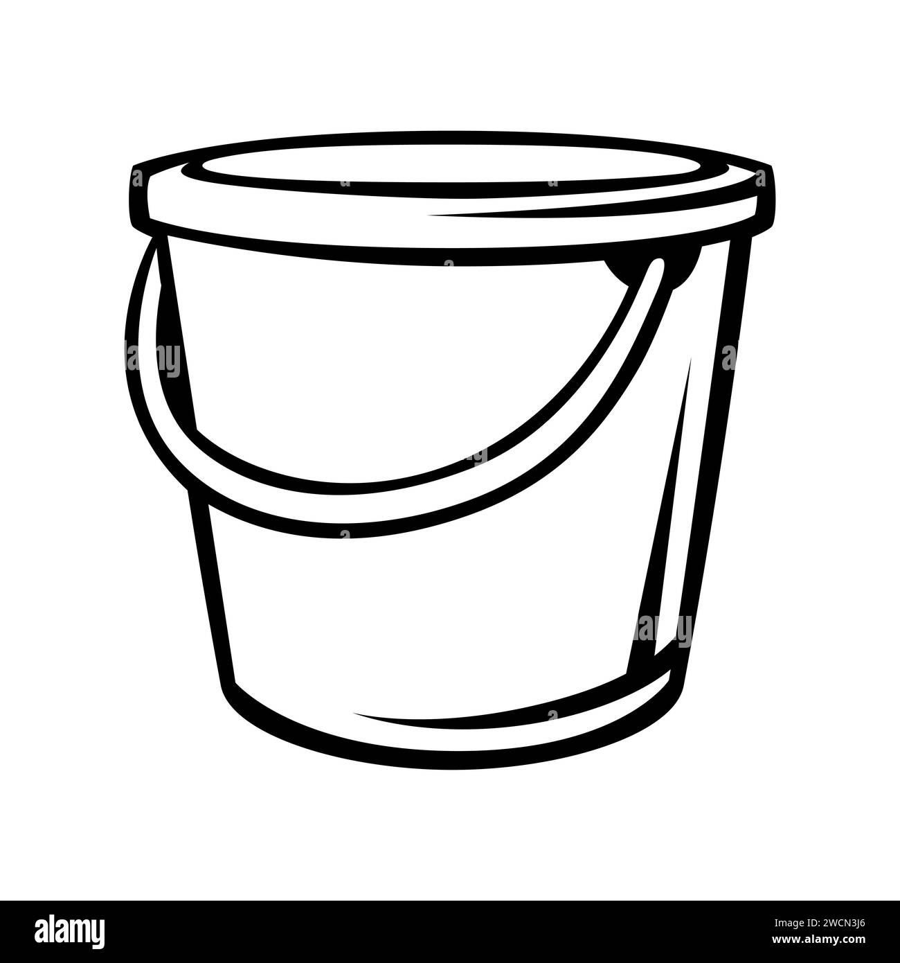 Illustration of bucket. Housekeeping cleaning item for service and advertising. Stock Vector