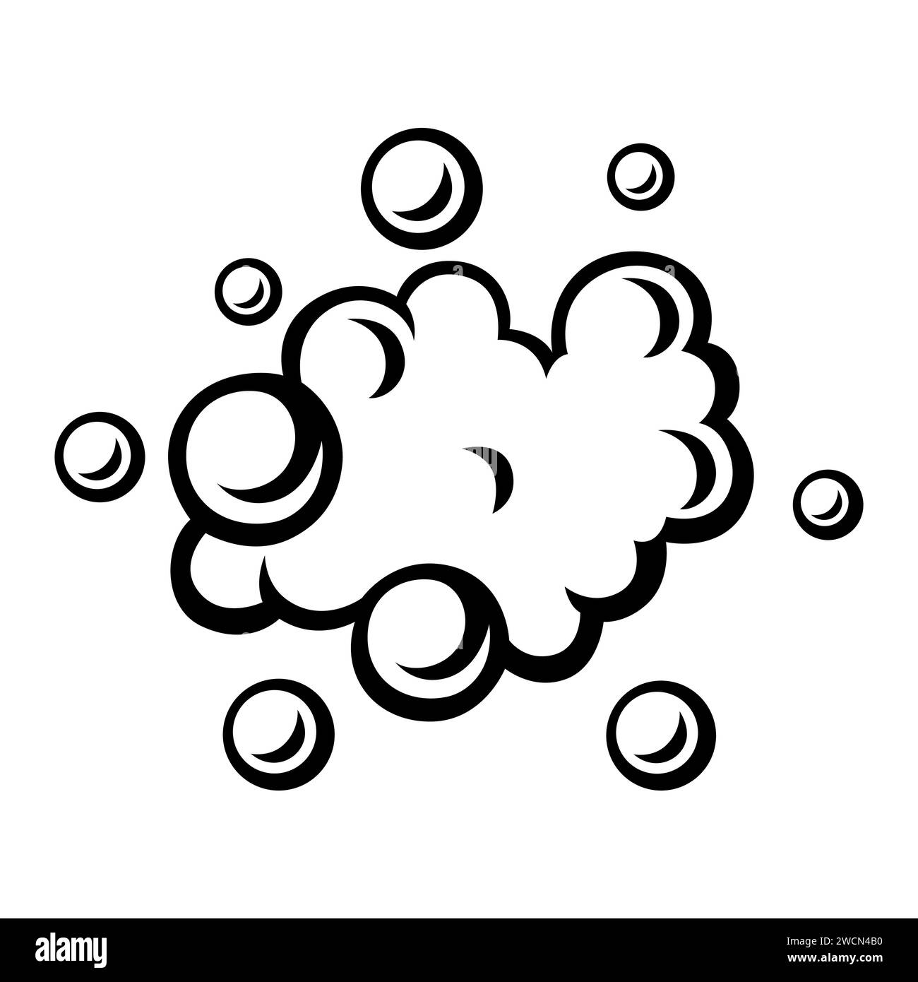 Illustration of foam bubbles. Image of soft foaming soap. Stock Vector