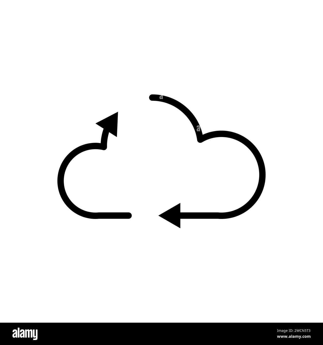 Vector black line icon network cloud isolated on white background Stock ...