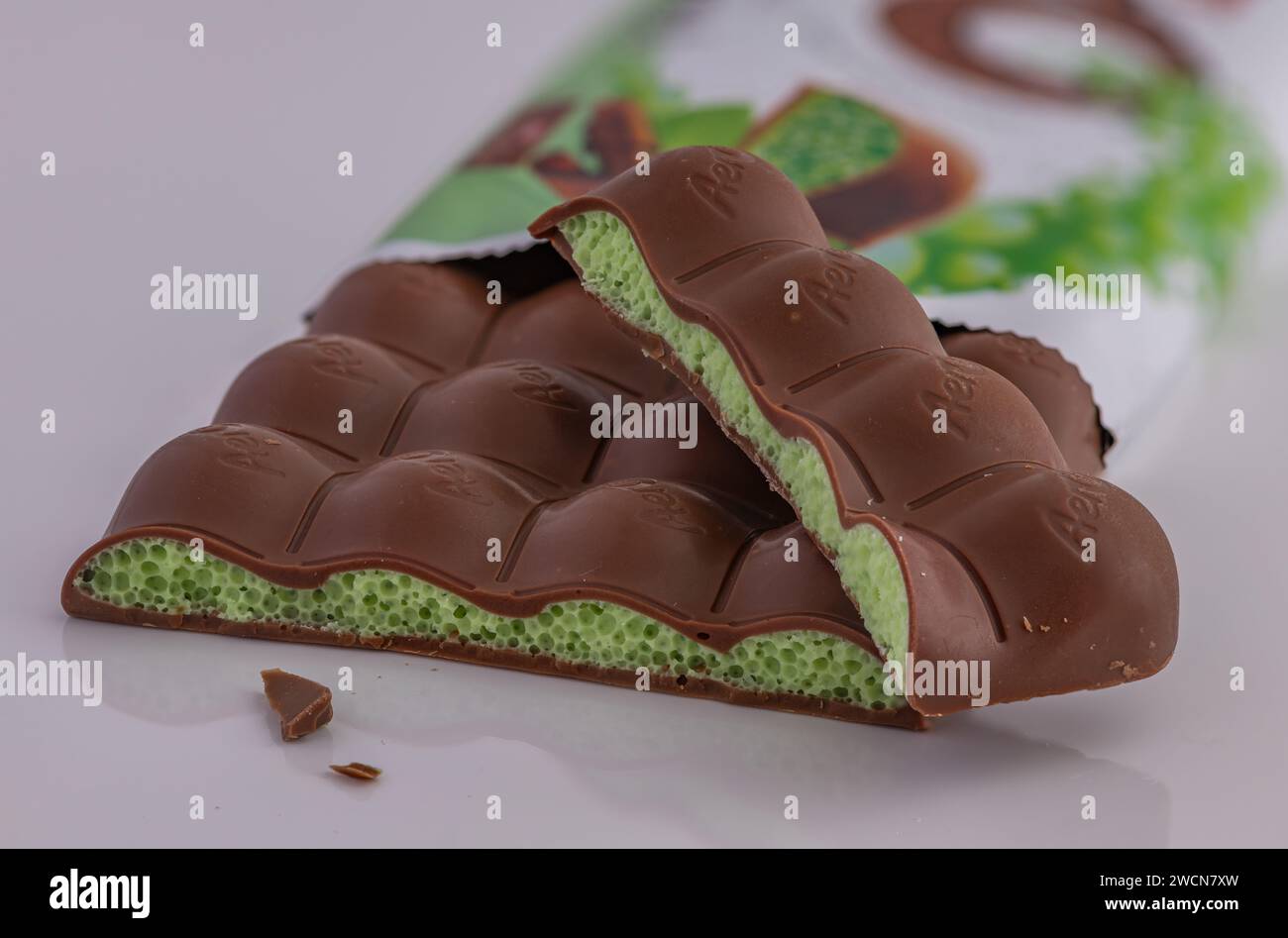Mint Chocolate Bar Stock Photo