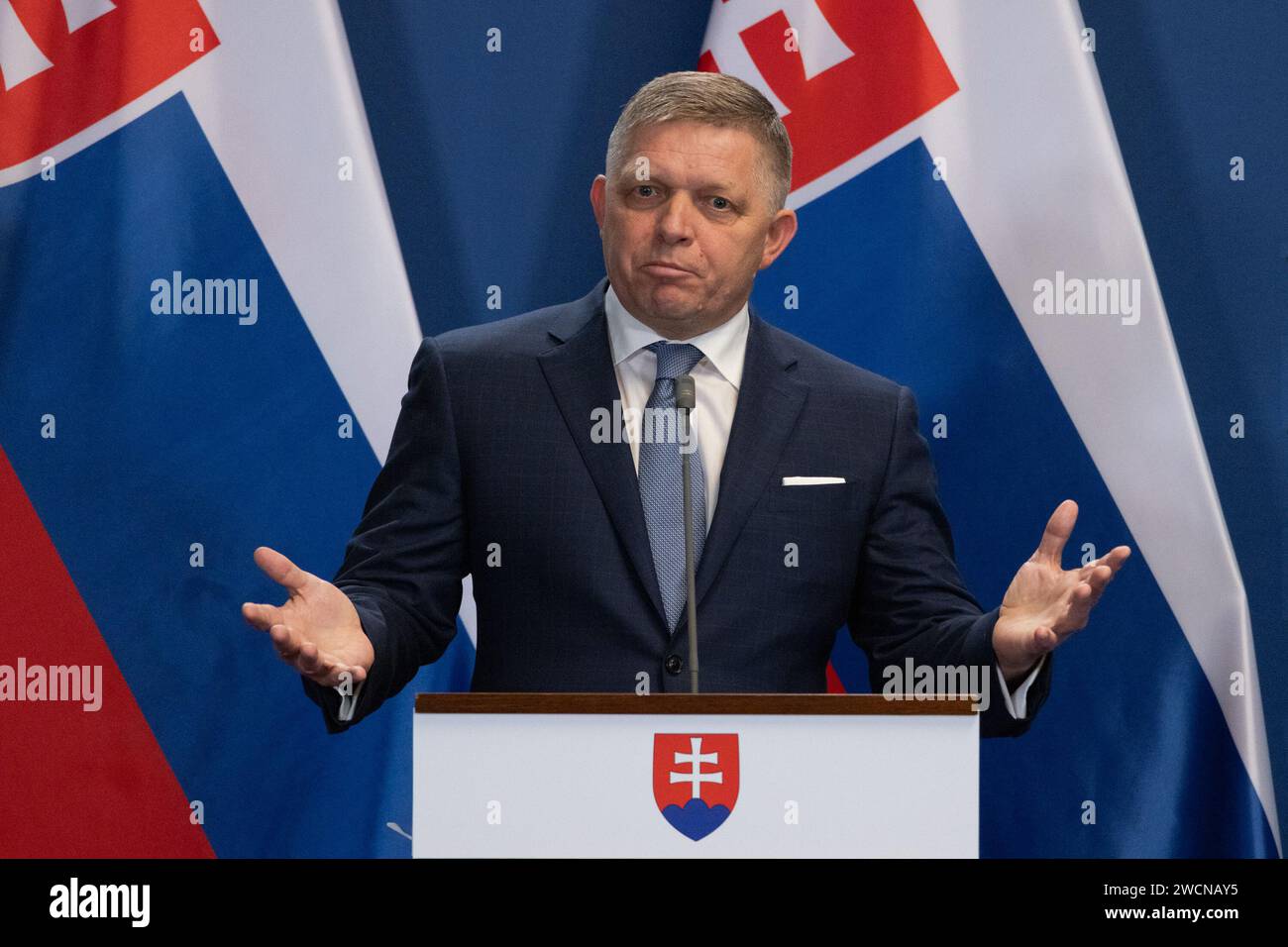 Budapest, Hungary. 16th Jan, 2024. Slovak Prime Minister Robert Fico