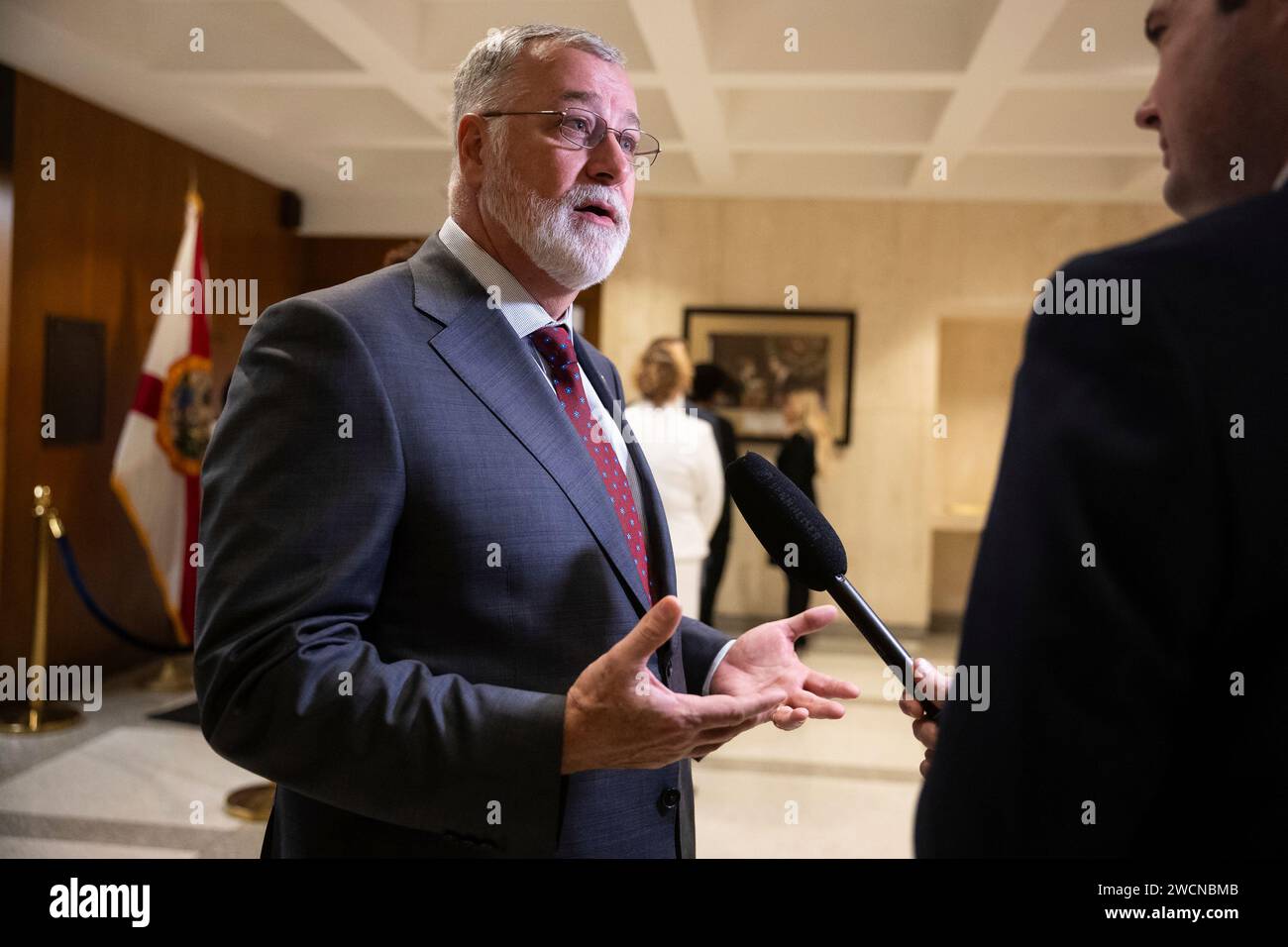 Florida State Senate Majority Leader Ben Albritton speaks with