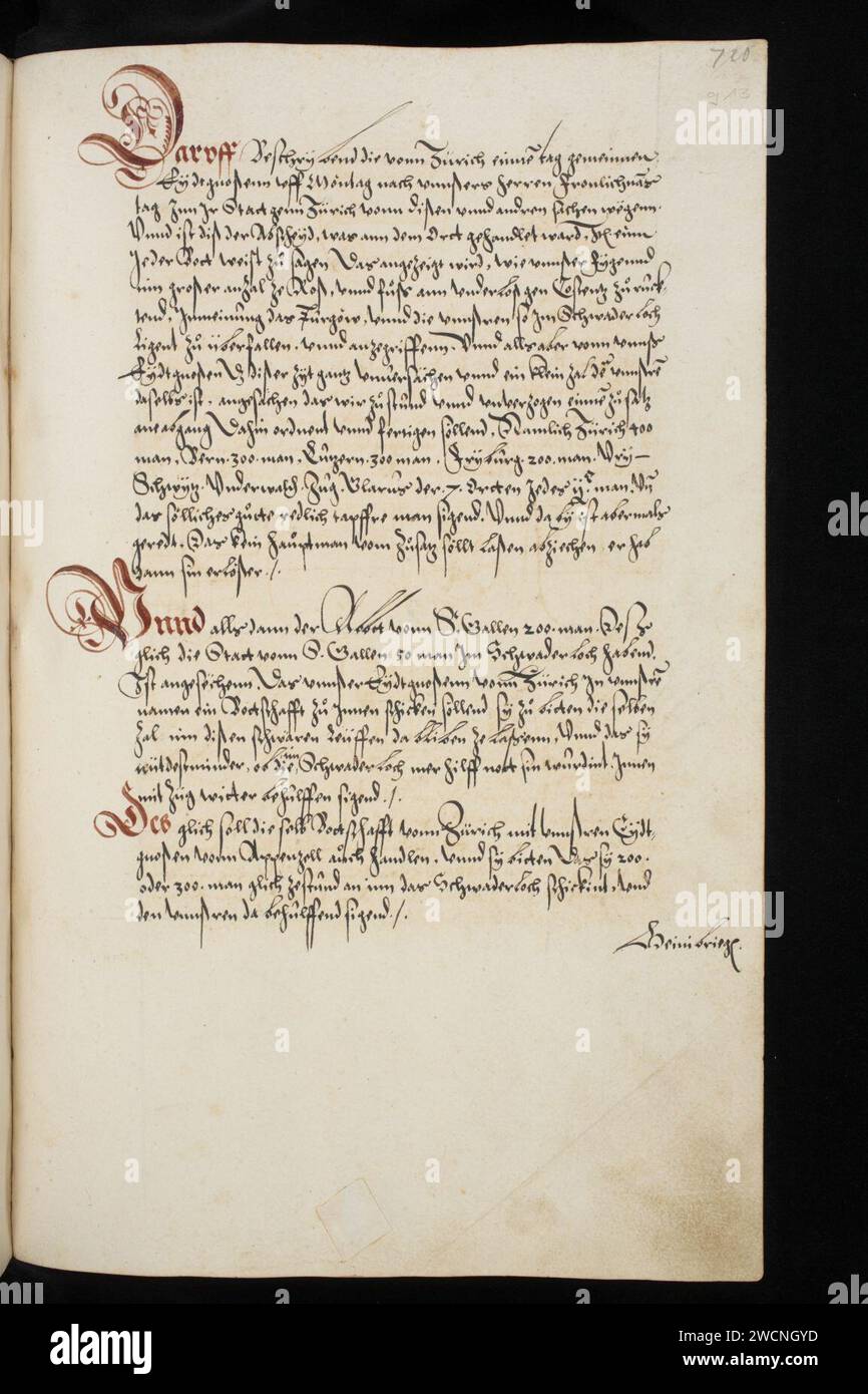 Aarau, Aargauer Kantonsbibliothek, MsWettF 16 1, p. 913 – Silbereisen Chronicon Helvetiae, Part I. Stock Photo