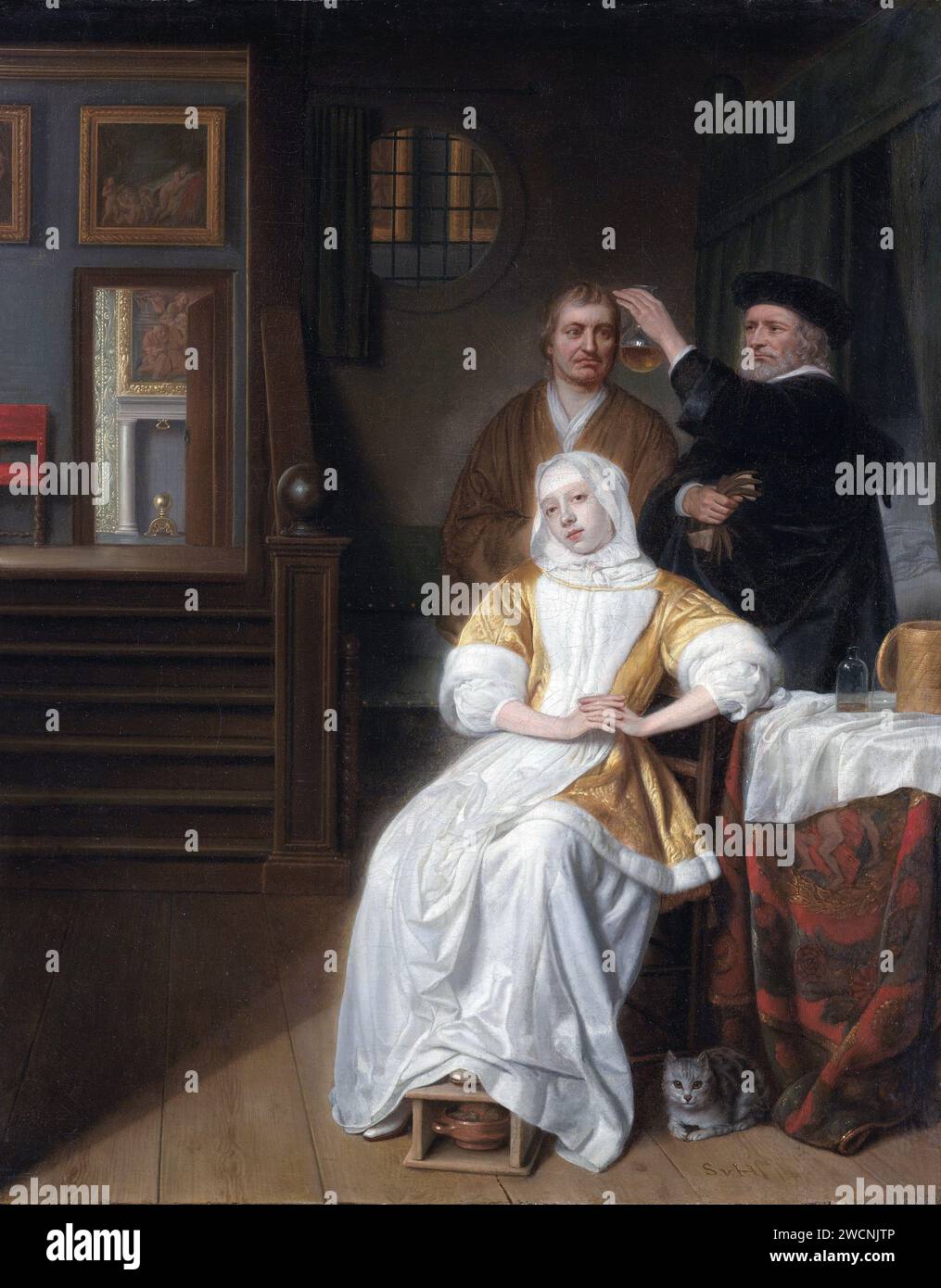 The anemic lady, 1667, Painting by Samuel van Hoogstraten Stock Photo