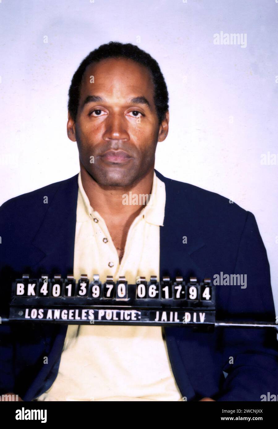 O.J. Simpson, booking mugshot for O.J. Simpson, taken Friday, June 17, 1994 Stock Photo