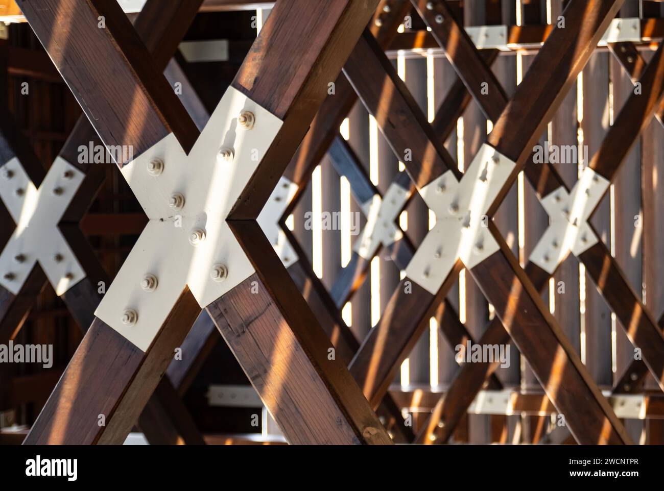 Virtual interior decoration made of wood and steel Stock Photo