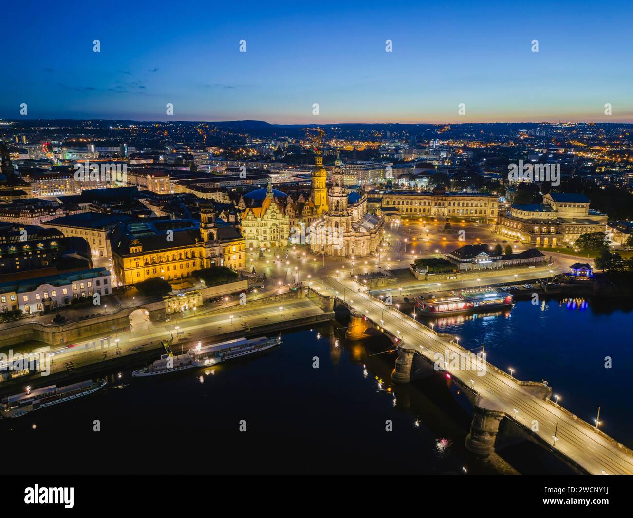 Aerial view historical city centre of Dresden