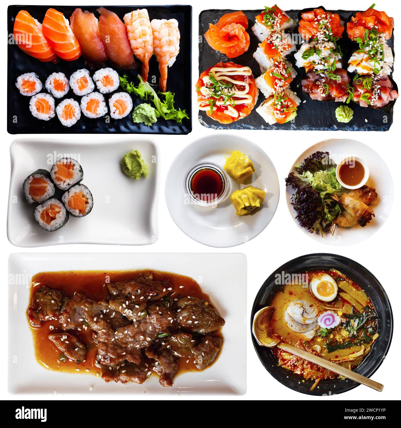 Set of Japanese dishes Stock Photo Alamy