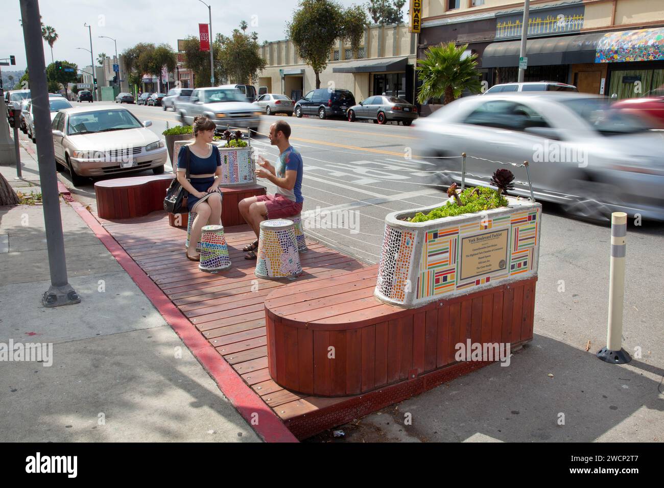 Parklet, York Blvd, Los Angeles Stock Photo Alamy