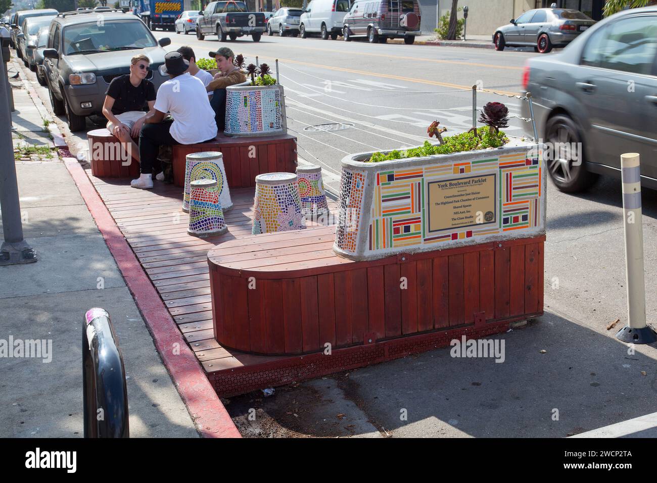 Parklet, York Blvd, Los Angeles Stock Photo Alamy