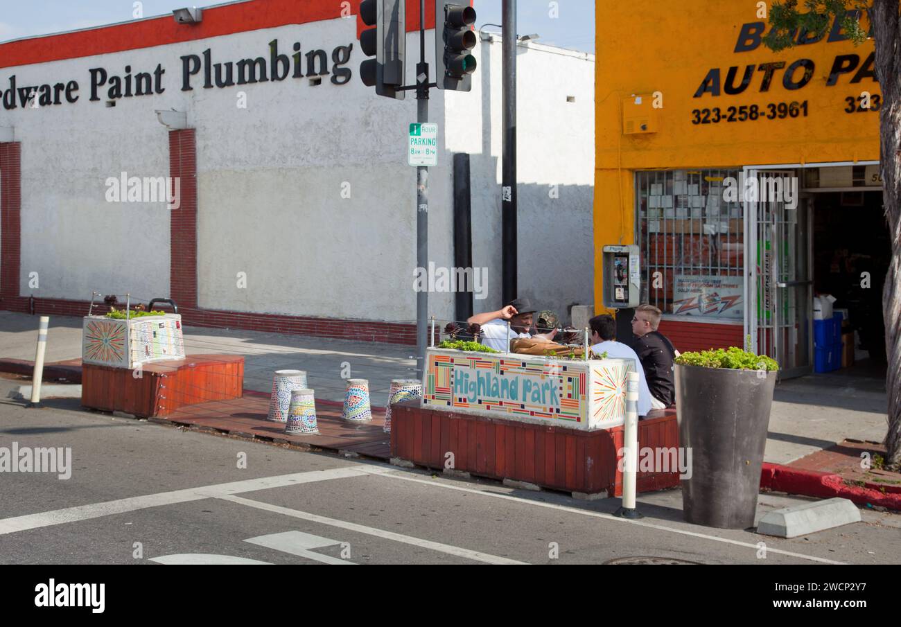 Parklet, York Blvd, Los Angeles Stock Photo Alamy