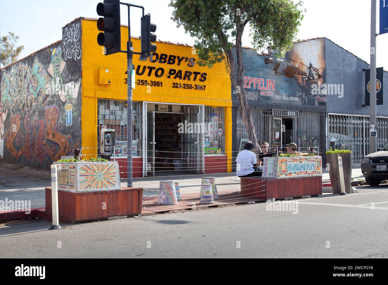 Parklet, York Blvd, Los Angeles Stock Photo Alamy