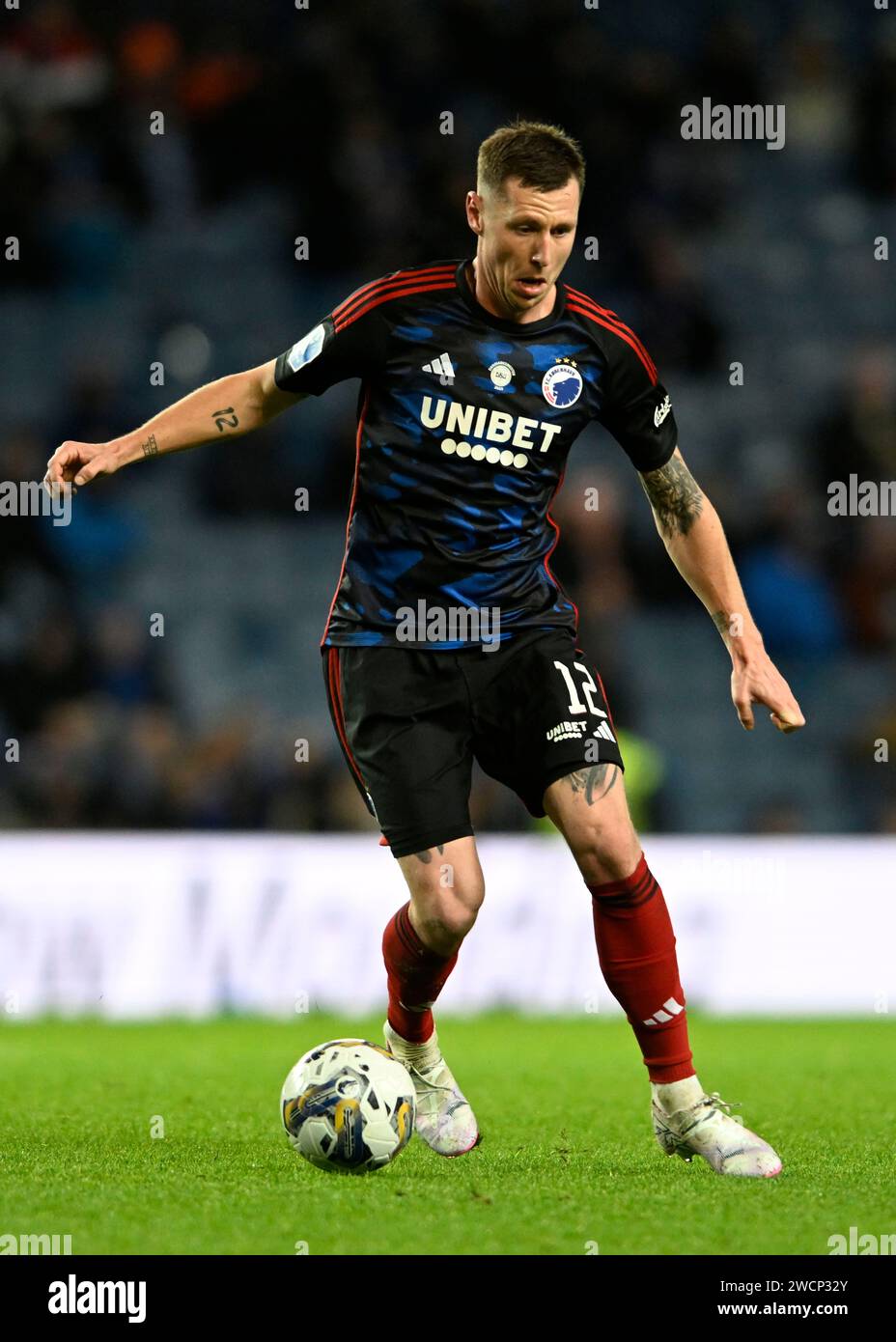 Glasgow, UK. 16th Jan, 2024. Lukas Lerager of FC Copenhagen during the Friendly match match at Ibrox Stadium, Glasgow. Picture credit should read: Neil Hanna/Sportimage Credit: Sportimage Ltd/Alamy Live News Stock Photo