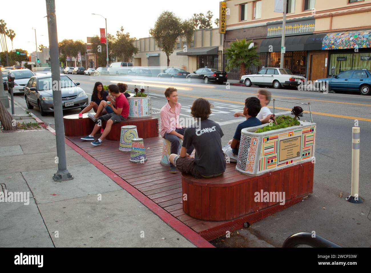 Parklet, York Blvd, Los Angeles Stock Photo Alamy