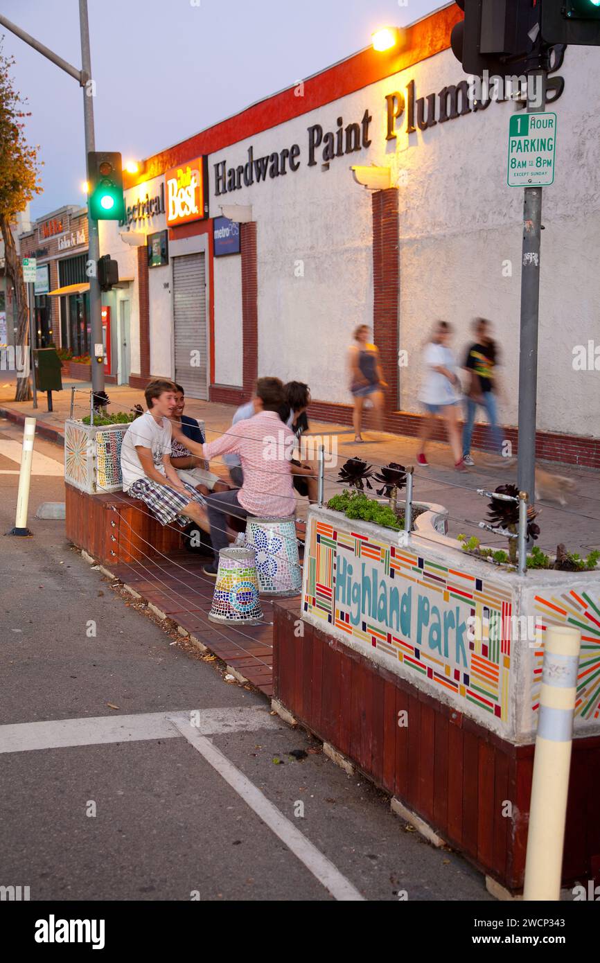 Parklet, York Blvd, Los Angeles Stock Photo Alamy