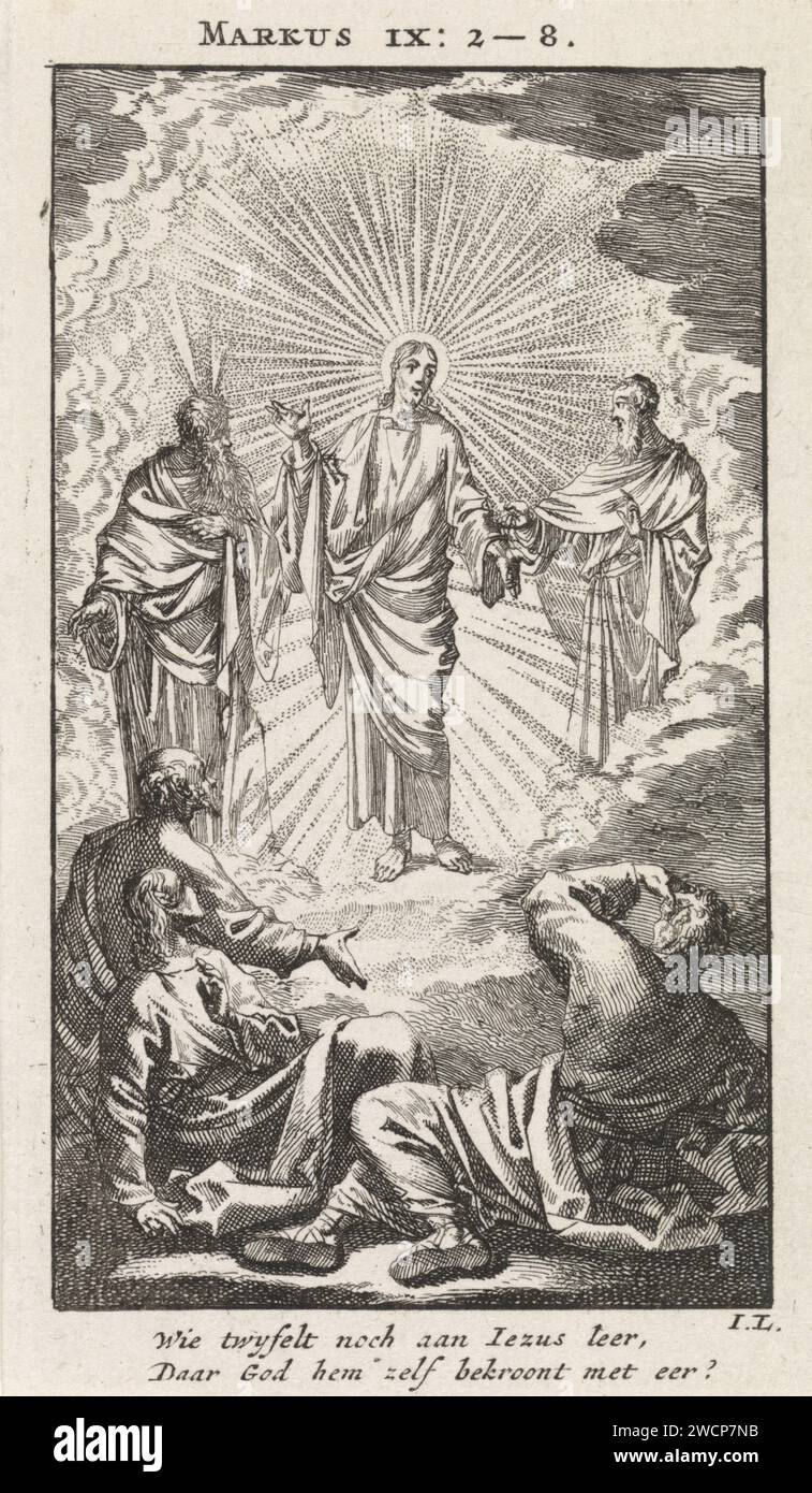 Transfiguration of Christ on the Berg Tabor, Jan Luyken, 1712 print ...