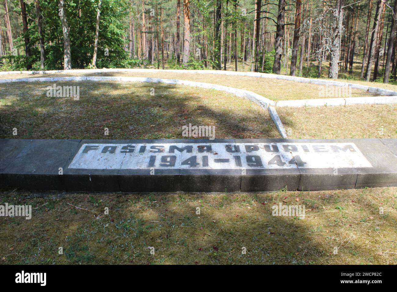 For the victims of fascism 1941-1944 monument at Mezciems Forest in Daugavpils, Latvia Stock Photo
