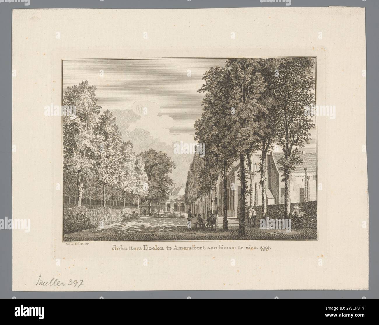 View of the Doelen in Amersfoort, Paulus van Liender, 1760 print