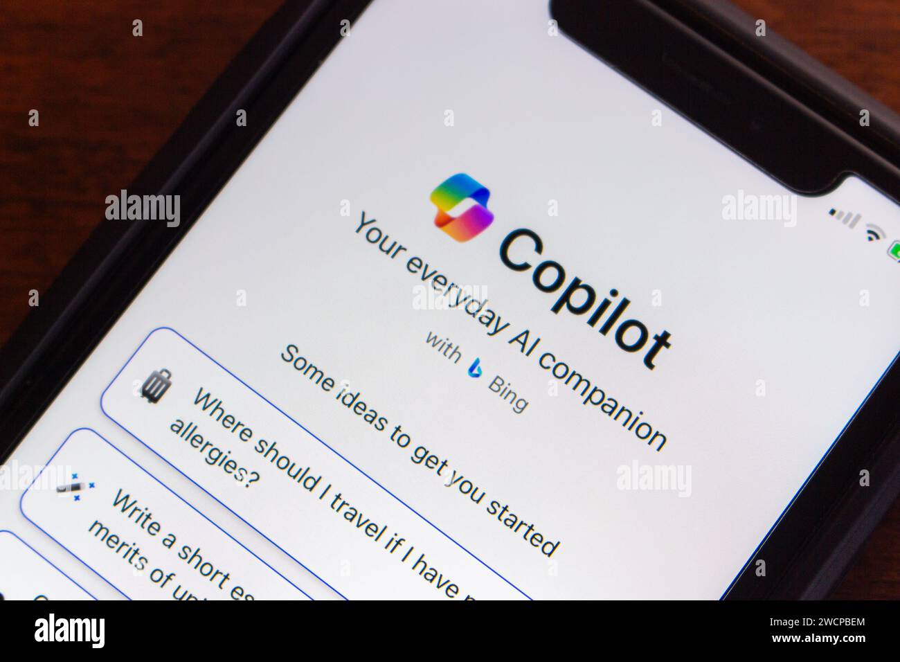 Vancouver, CANADA - Jan 2 2024 : Microsoft Copilot website seen in an ...