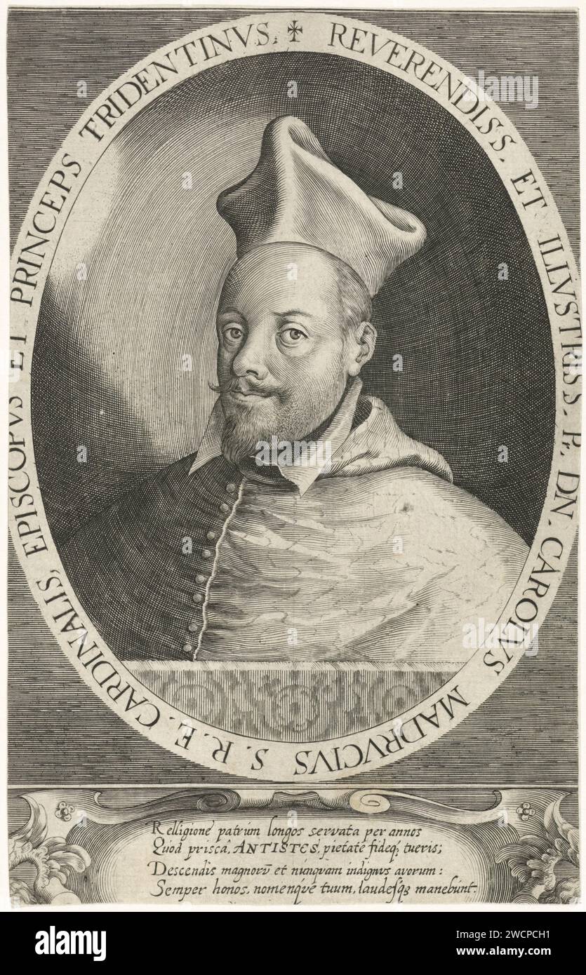 Portret van Bisschop Carlo Gaudenzio Madruzzo, Giles Sadeler (2), 1604