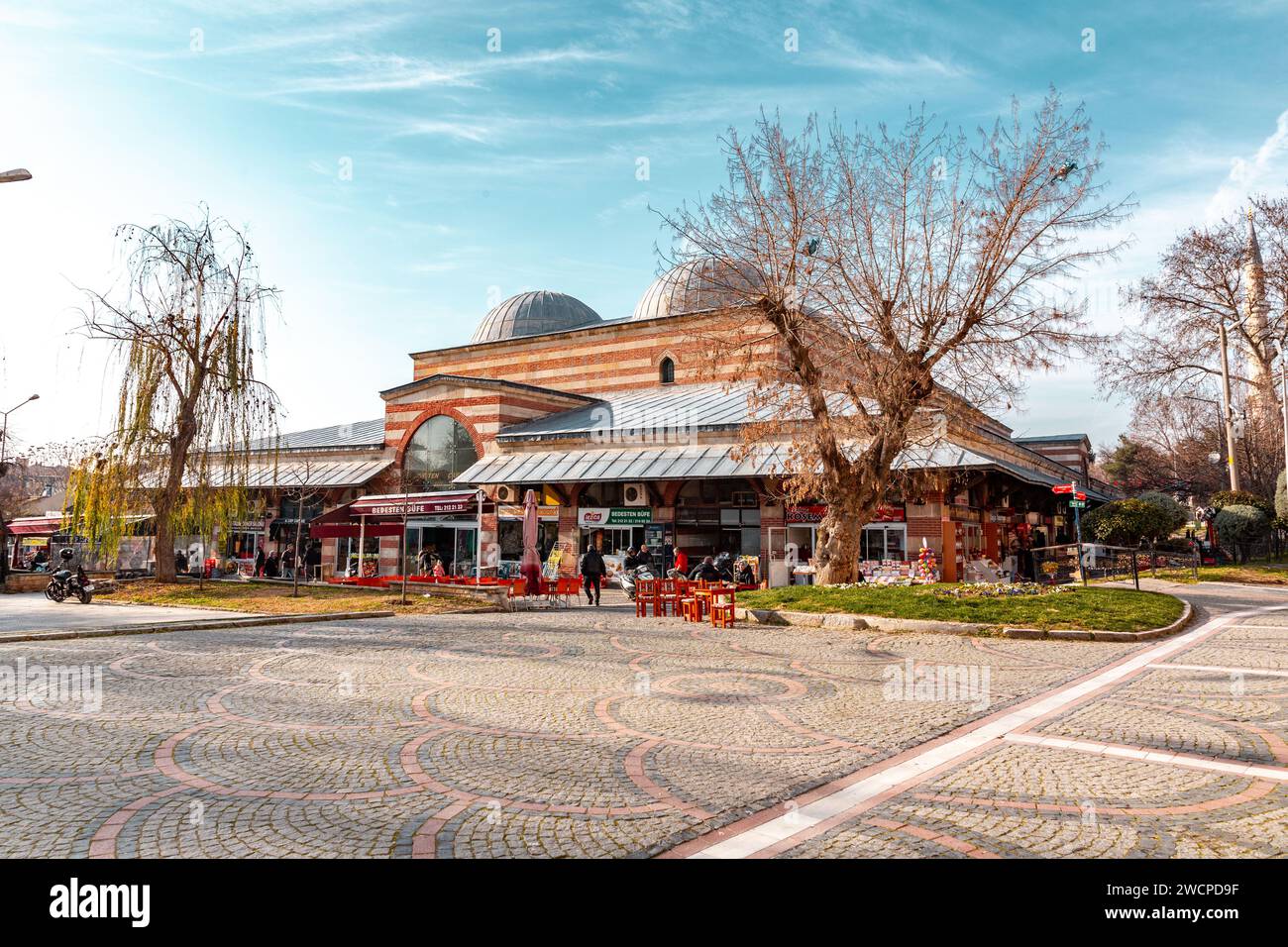 Edirne, Turkiye - January 14, 2024: Edirne Bedesten Covered Market is an ottoman structure built 1417 - 1418 as a foundation for the Old Mosque by Meh Stock Photo