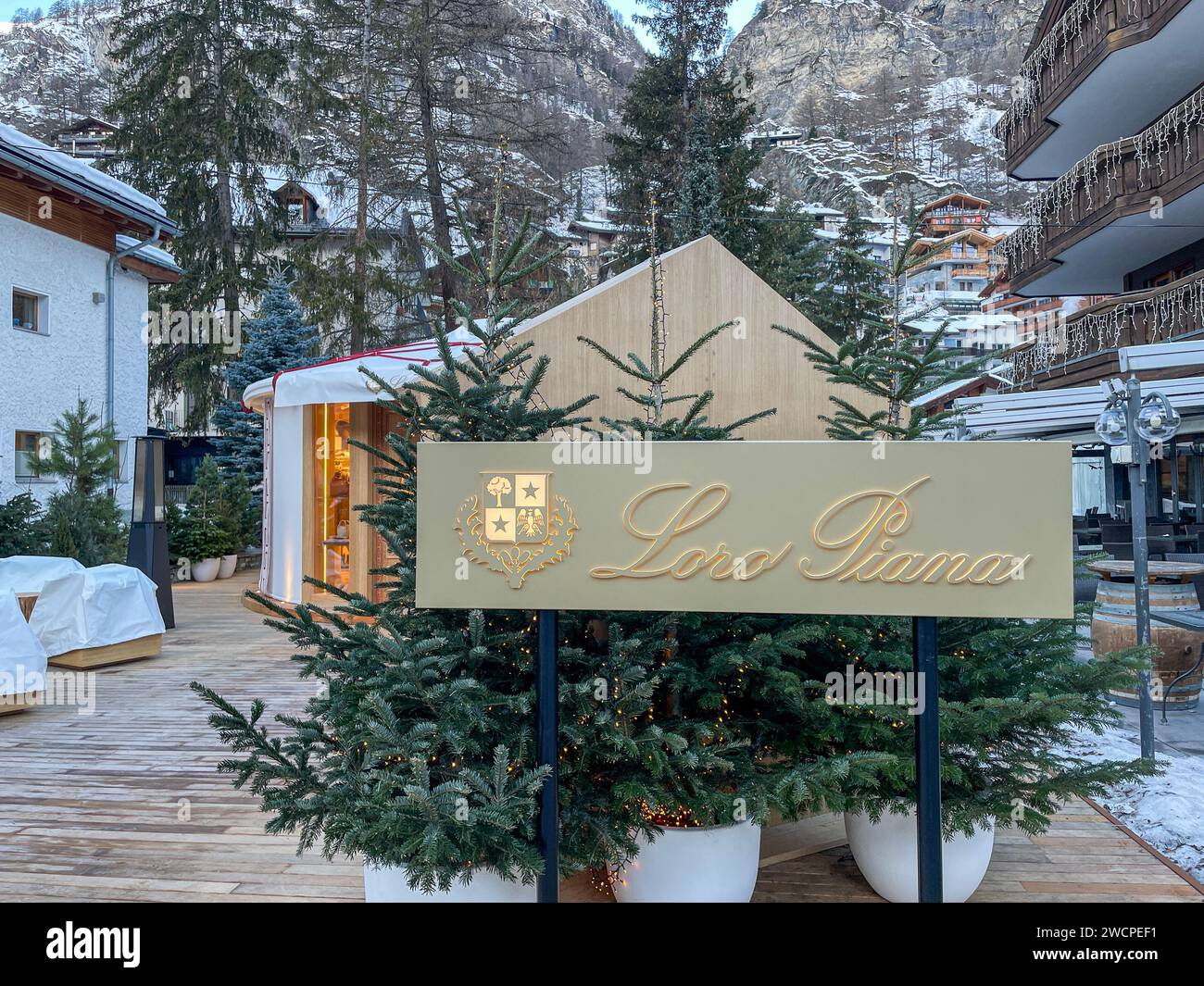 Loro Piana store in Zermatt, Switzerland. Stock Photo