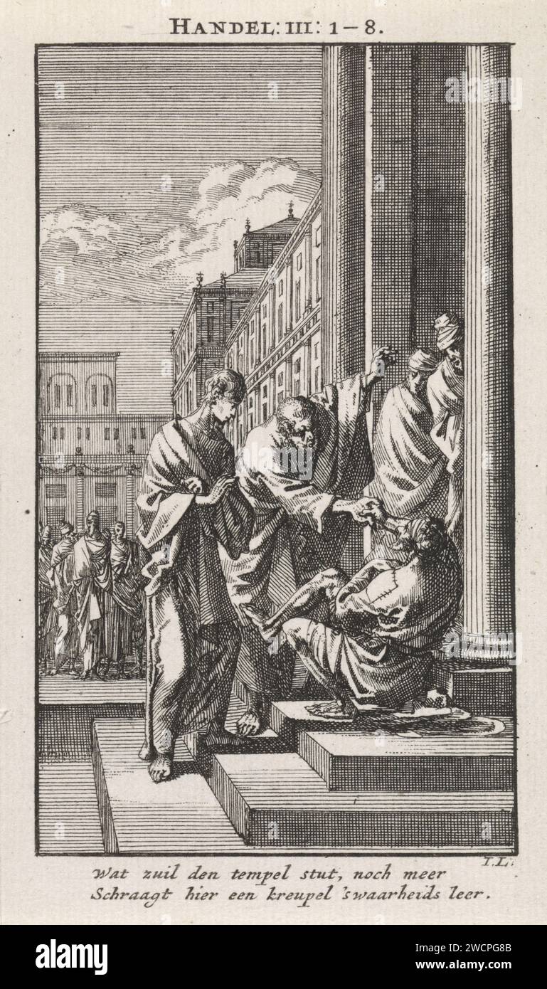 Peter and John heal a paralyzed man at the temple gate, Jan Luyken ...