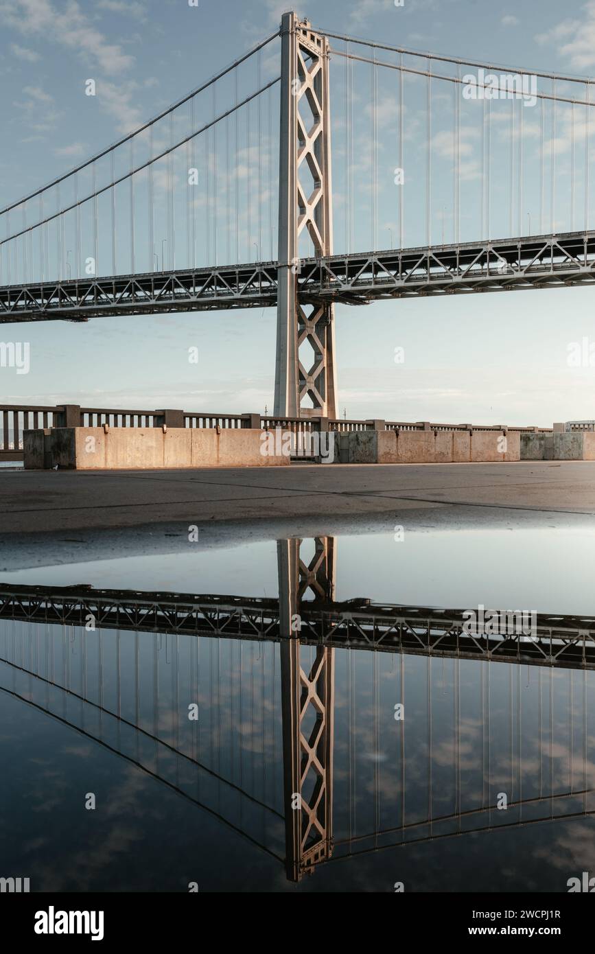 San Francisco Bay Bridge Reflection Stock Photo