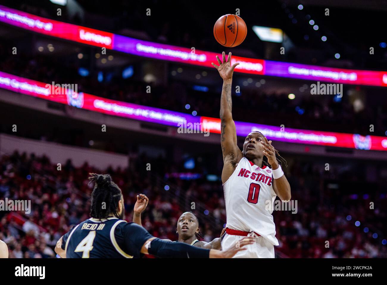 Raleigh, NC, USA. 16th Jan, 2024. NC State Wolfpack guard DJ Horne (0 ...