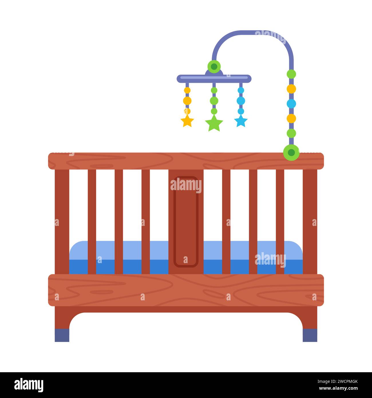 Baby Wooden Crib For A Newborn Toddler Flat Vector Illustration Stock baby-wooden-crib-for-a-newborn-toddler-flat-vector-illustration-stock