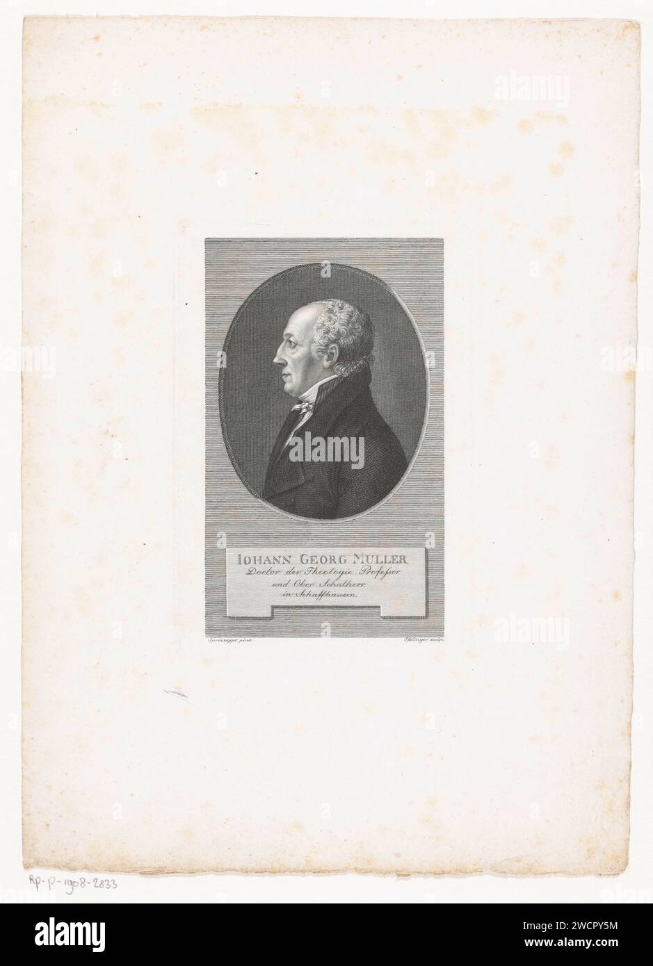 Portrait van Johannes von Müller, Martin Esslinger, After Speissegger, 1803 - 1841 print   paper steel engraving historical persons Stock Photo