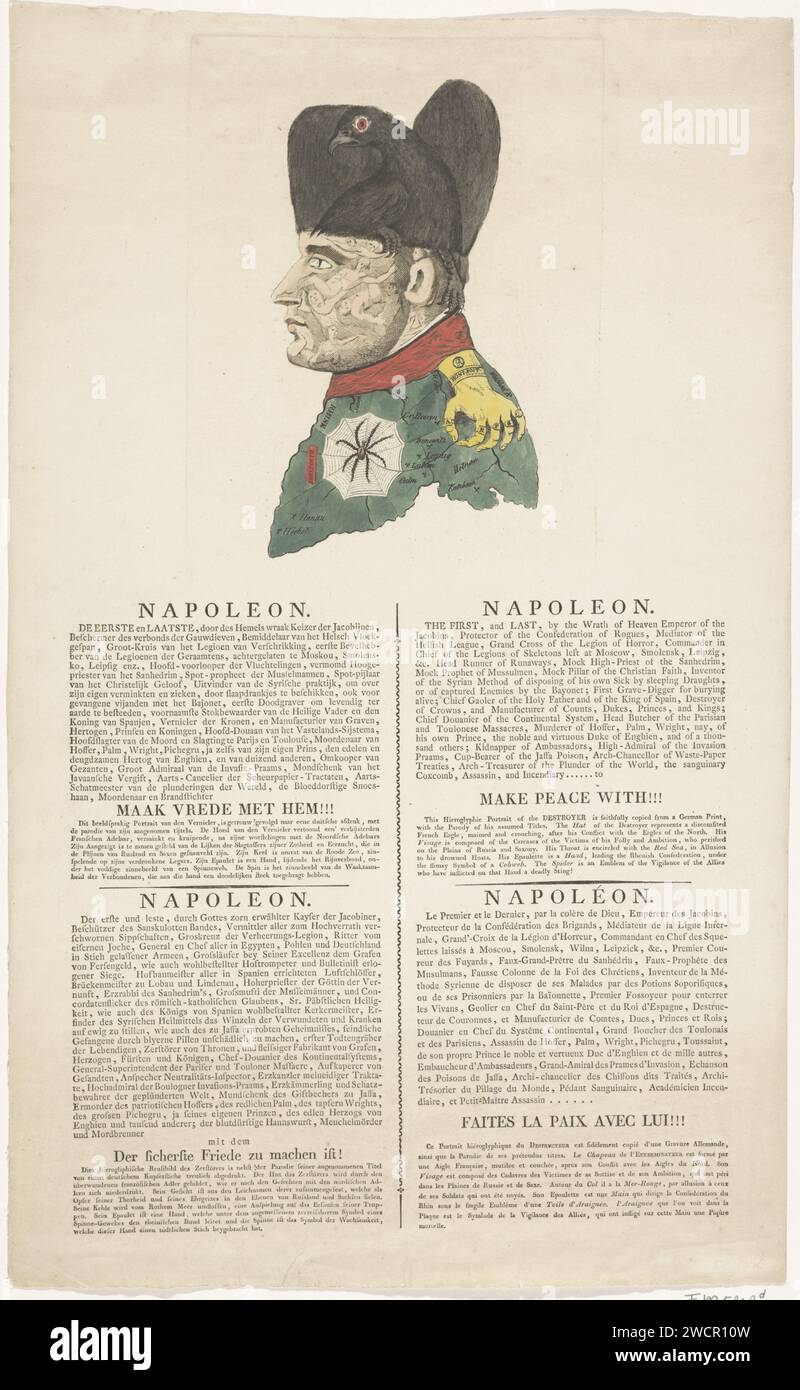 Cartoon on Napoleon, 1813, Anonymous, 1813 print Cartoon on Napoleon of