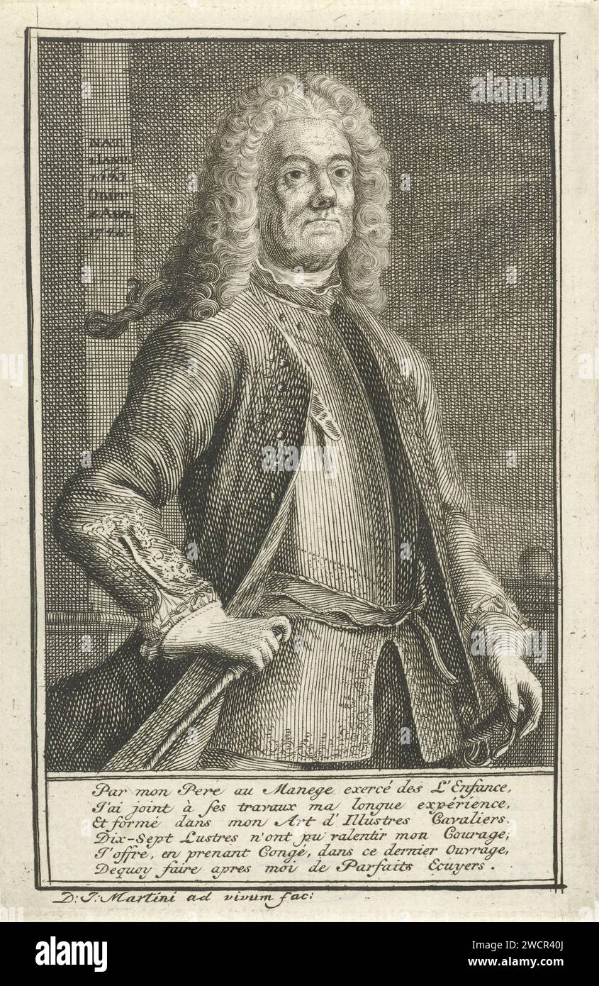 Portrated van Gaspar Saunier, David Johannes Martini, 1744 - 1748 print  Leiden paper engraving Stock Photo