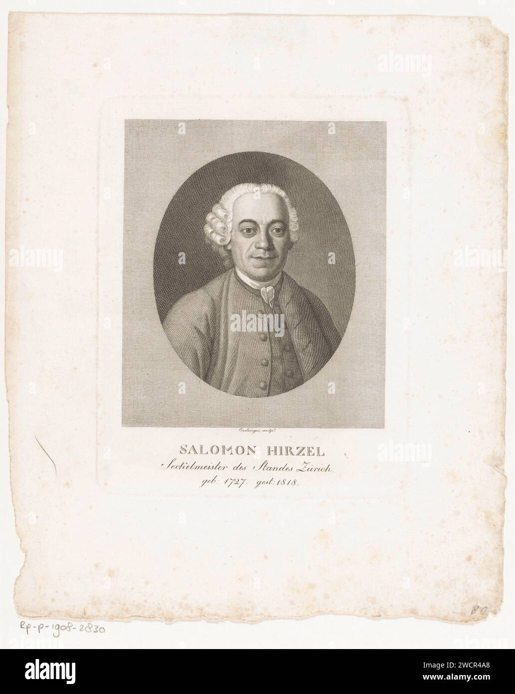 Portrait van Salomon Hirzel, Martin Esslinger, 1818 - 1841 print   paper steel engraving historical persons Stock Photo