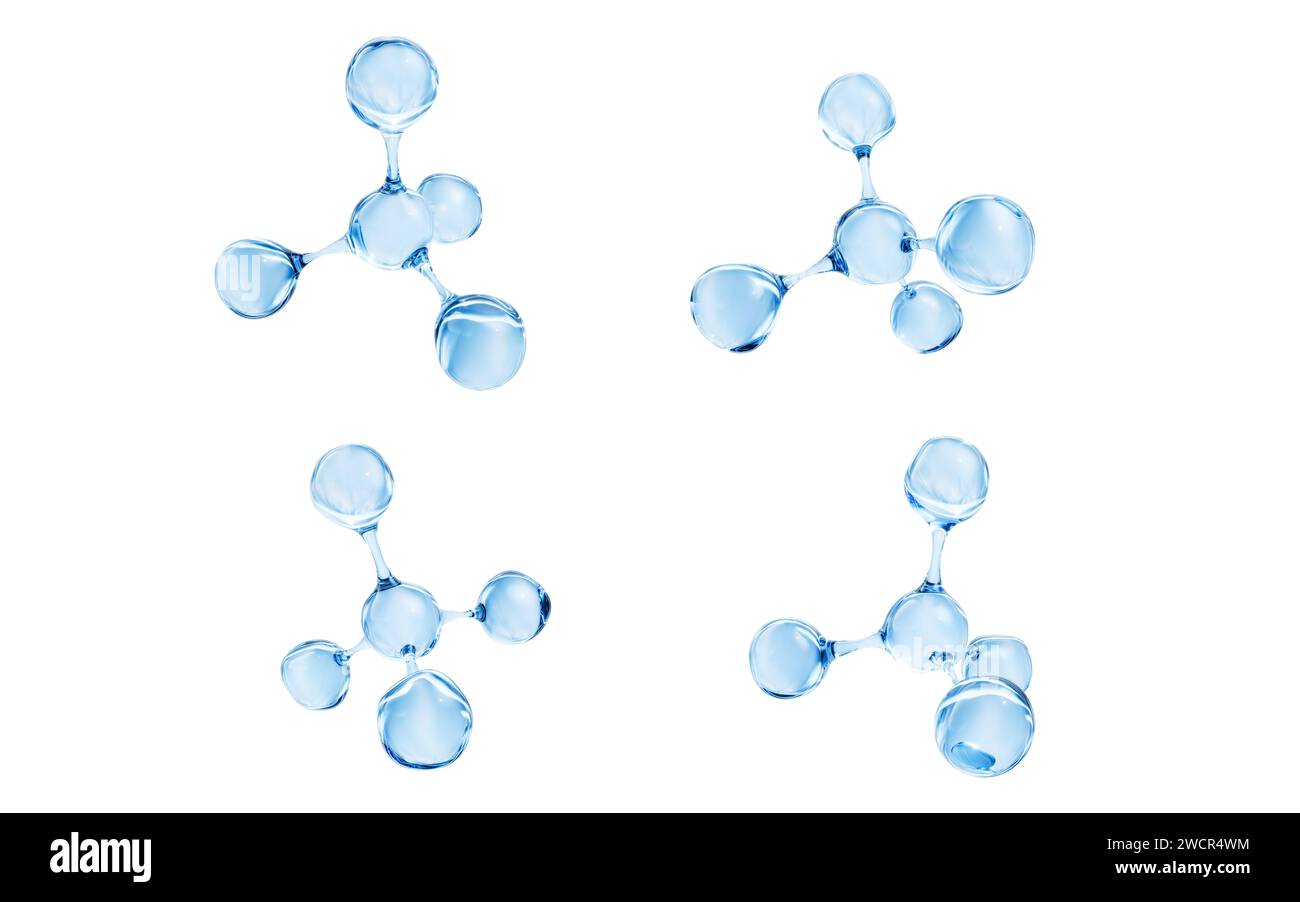 Transparent molecules with different angles, 3d rendering. 3D illustration. Stock Photo