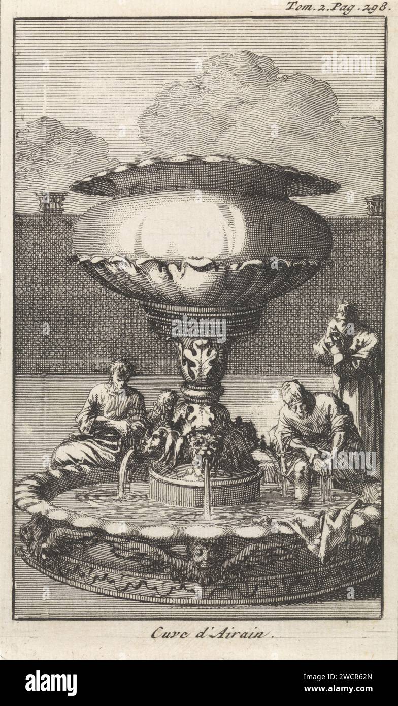 Copper washing vessel or rinsing basin in the court of the Tabernacle, Jan Luyken, 1705 print