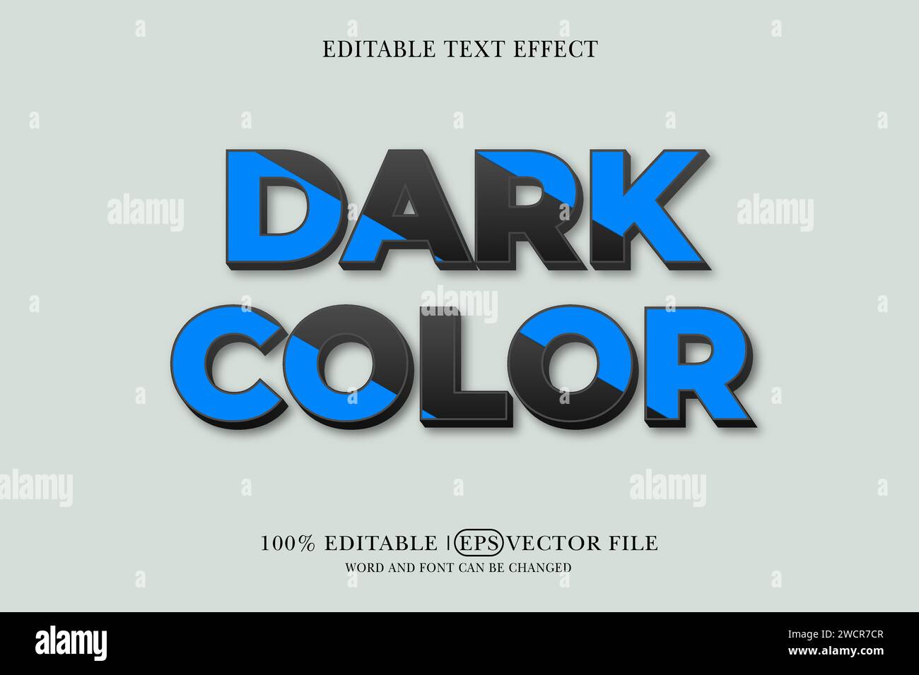 Dark color 3d style text effect, 3d text mockup Stock Vector Image