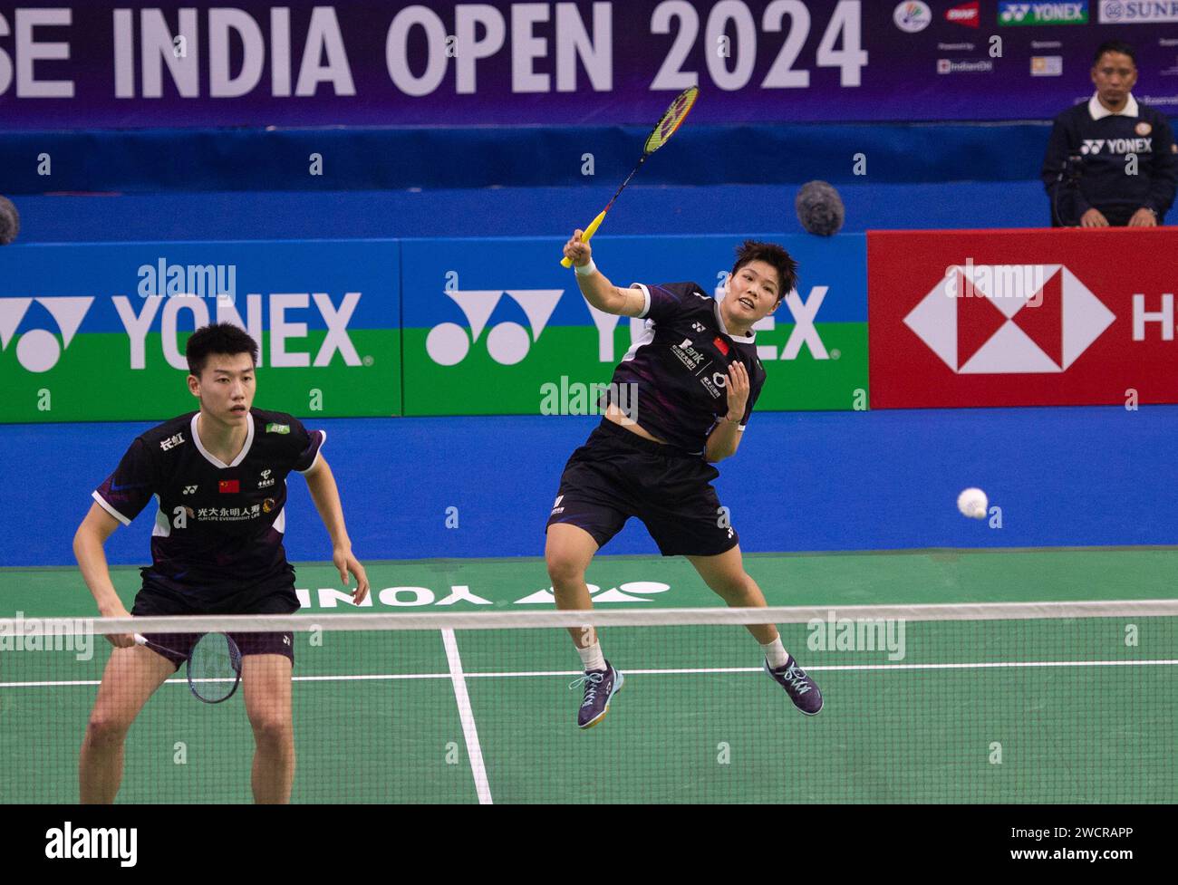 New Delhi, India. 16th Jan, 2024. Huang Dong Ping (R) and Feng Yan Zhe