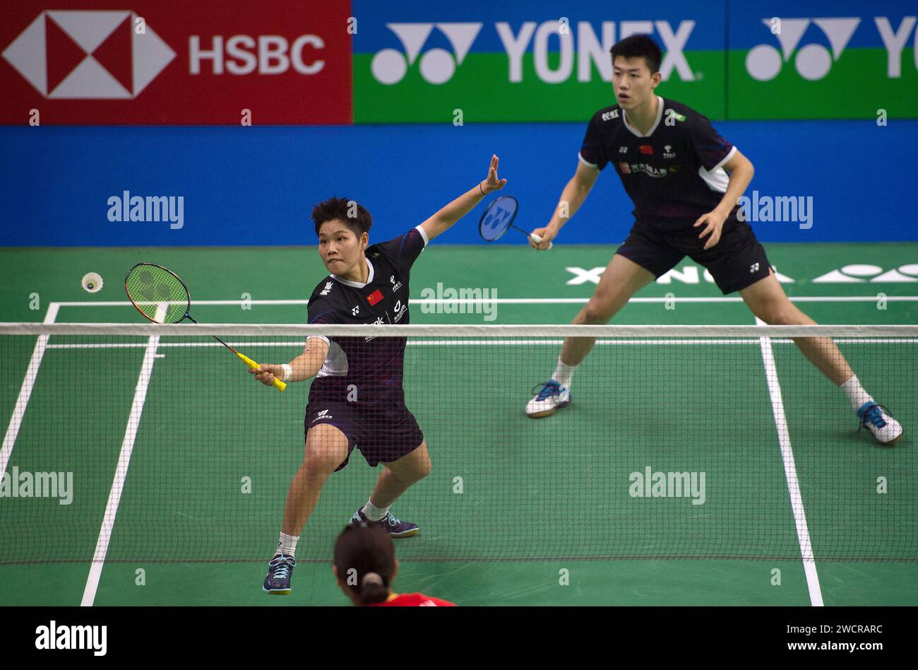 New Delhi, India. 16th Jan, 2024. Huang Dong Ping (L) and Feng Yan Zhe