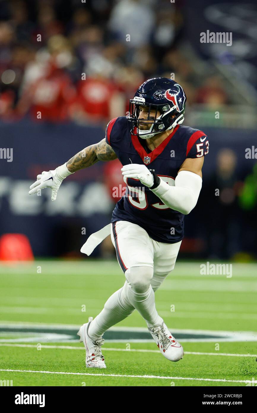 Houston Texans linebacker Blake Cashman (53) looks to defend during an